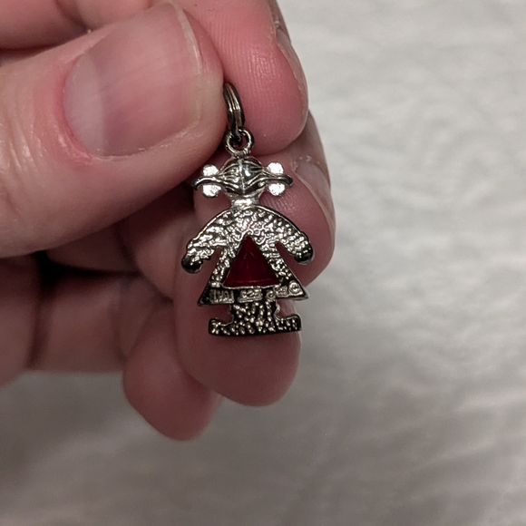 Vintage Sterling Silver and Red Little Girl Charm - Picture 2 of 2